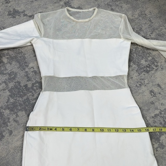 Israella Kobla Mutu Dress Mini Sheer Mesh White Long Sleeve Bridal Bachelorette - Picture 9 of 14